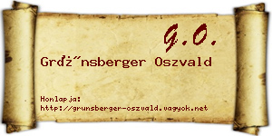 Grünsberger Oszvald névjegykártya